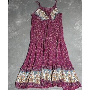Bloomchic Dress‎ Womens 22 24 Floral Maxi Spaghetti Strap Faux Wrap Boho Hippie